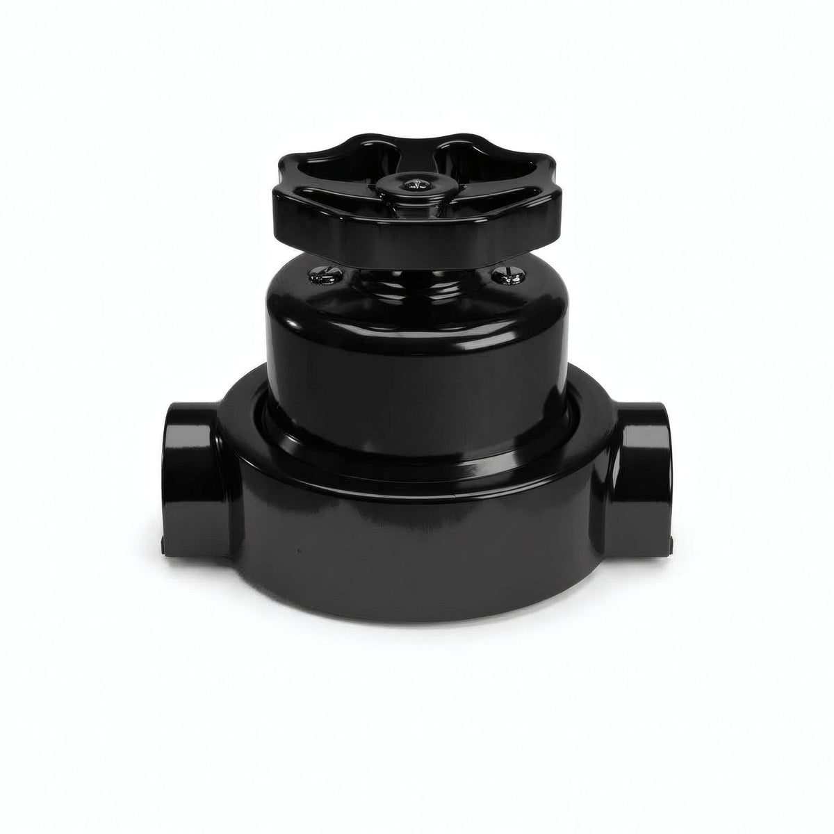 Kit comutador de escada em porcelana com botão e base — Preto / Preto / 2 saídas em linha