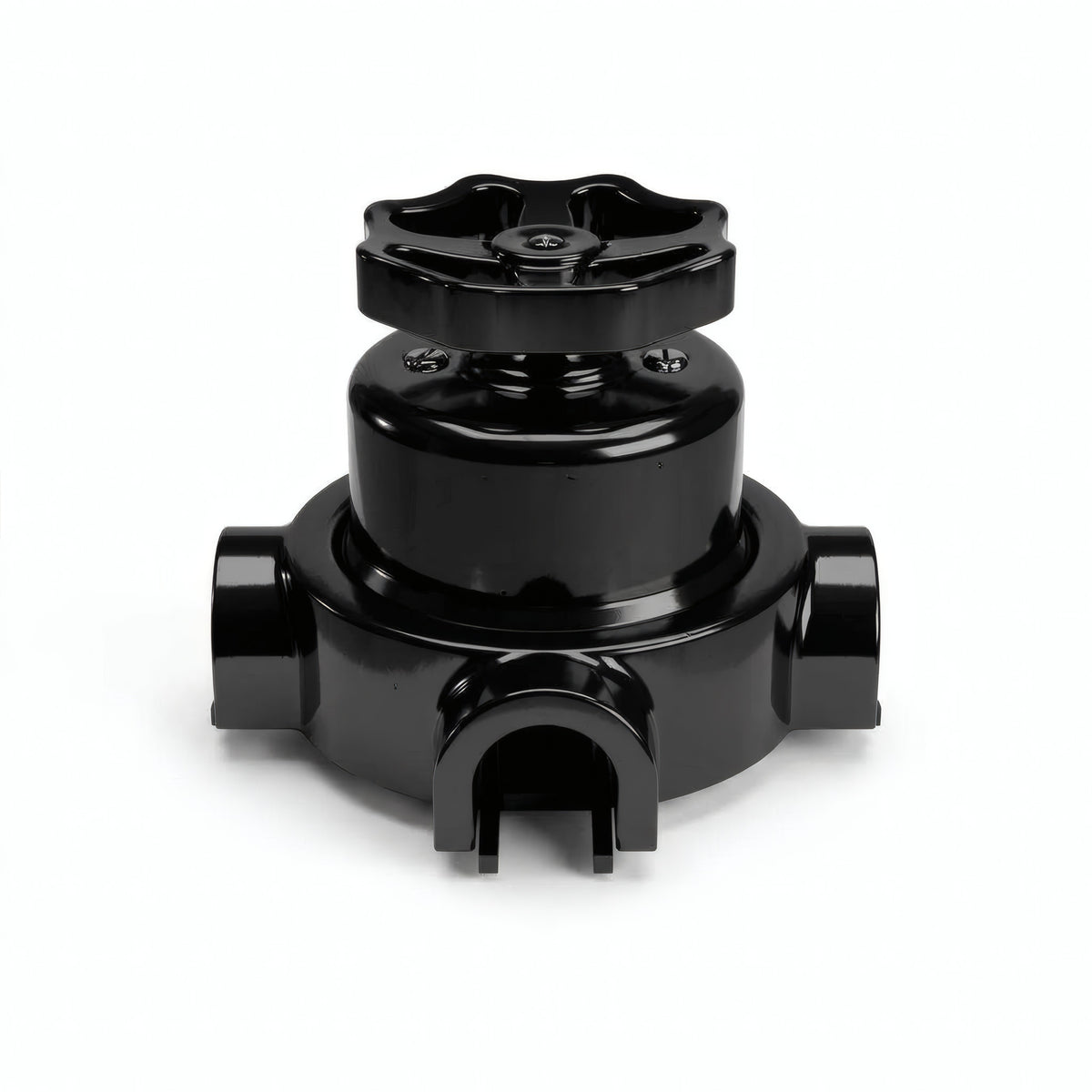 Kit comutador de escada em porcelana com botão e base — Preto / Preto / 3 saídas
