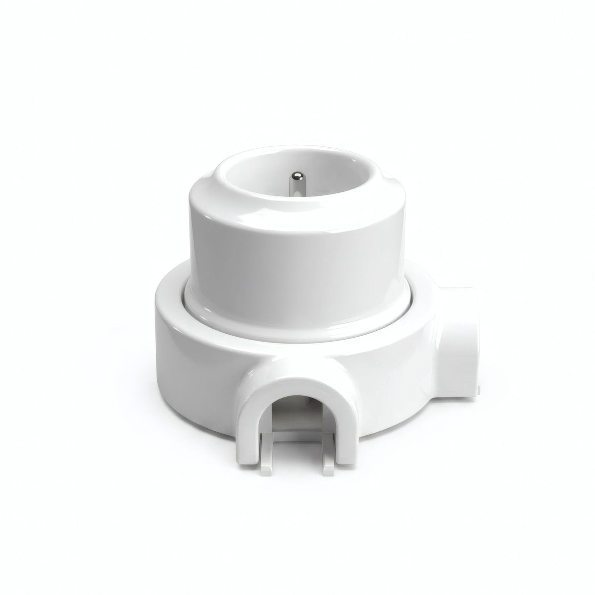 Kit tomada de parede e base em porcelana — Francesa 2P+T 16 A / Branco / 2 saídas