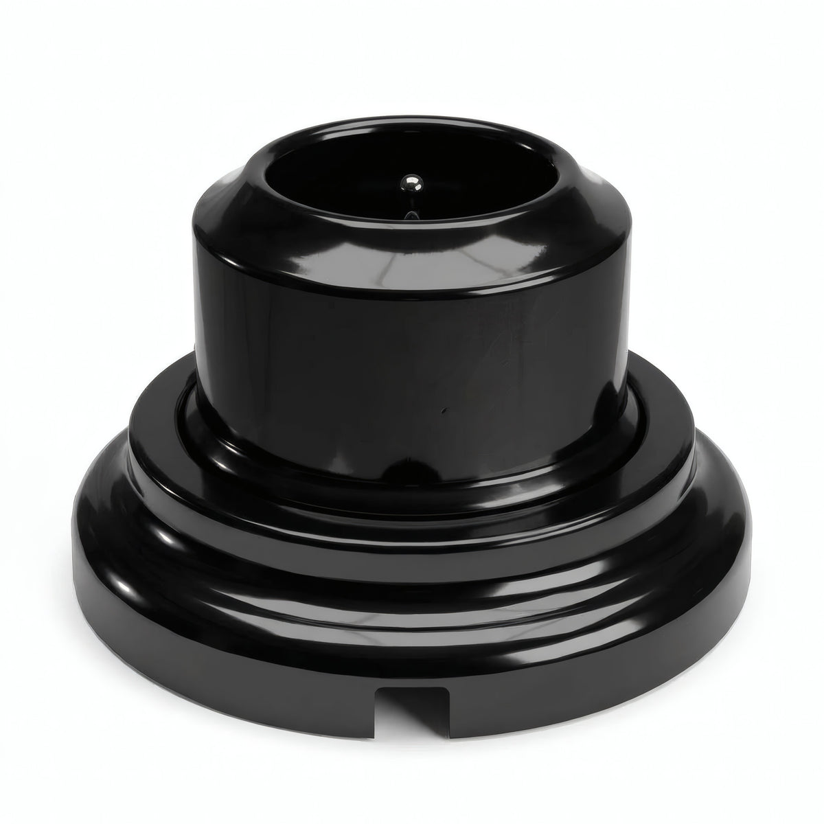 Kit tomada de parede e base em porcelana — Francesa 2P+T 16 A / Preto / Plana Ø 100 mm