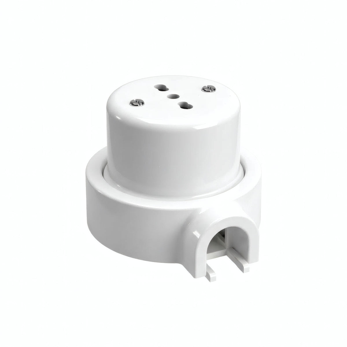 Kit tomada de parede e base em porcelana — Italiana 2P+T 10/16 A / Branco / 1 saída