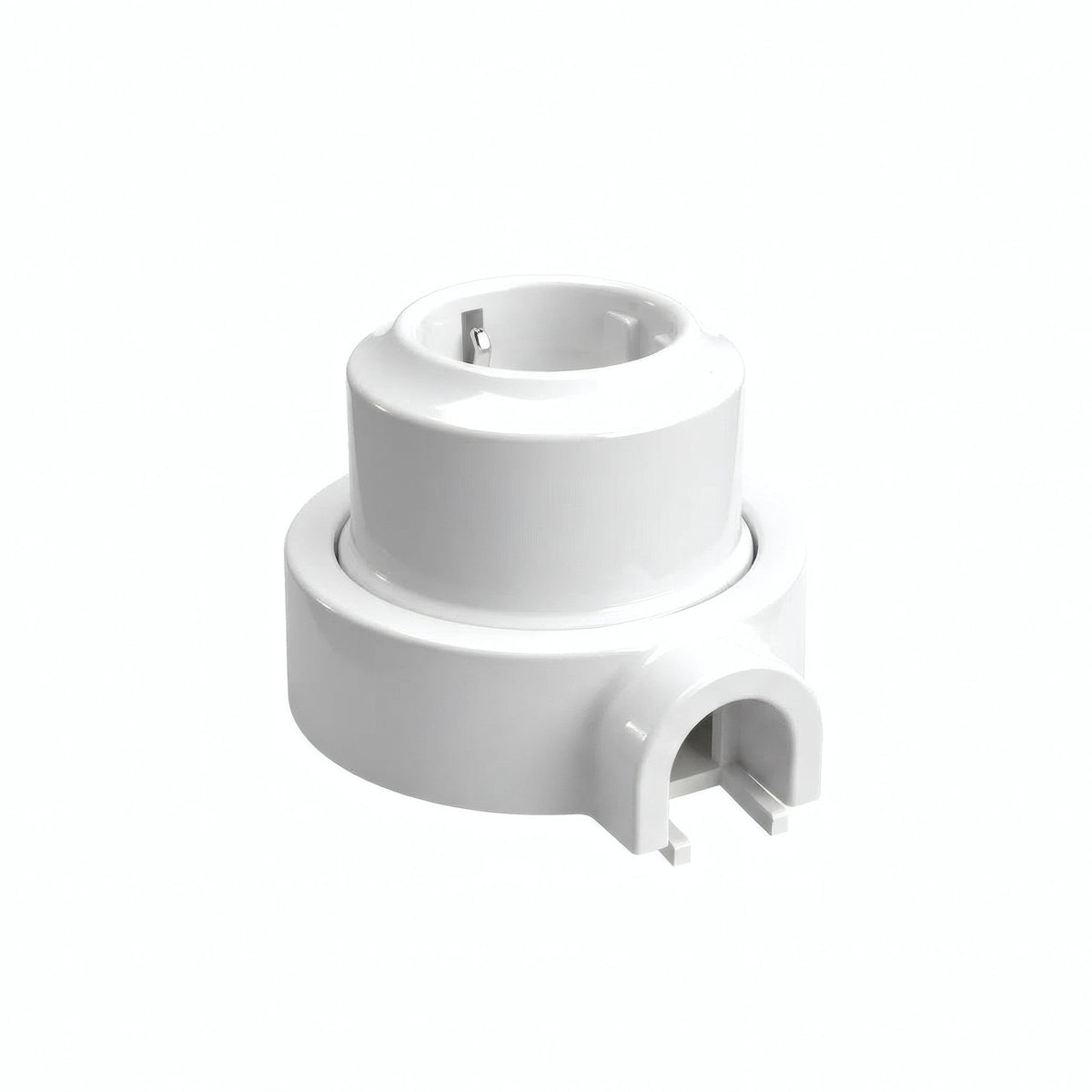 Kit tomada de parede e base em porcelana — Schuko 2P+T 16 A / Branco / 1 saída