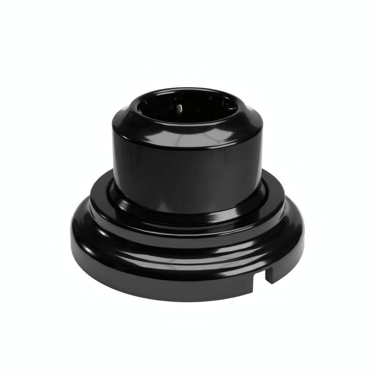 Kit tomada de parede e base em porcelana — Schuko 2P+T 16 A / Preto / Plana Ø 100 mm