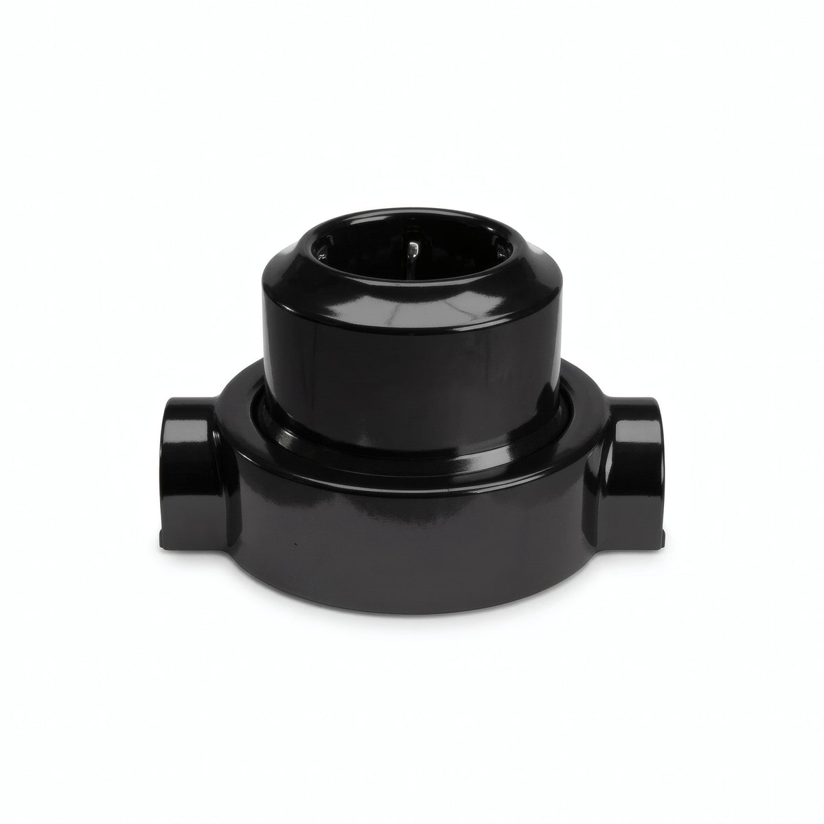 Kit tomada de parede e base em porcelana — Schuko 2P+T 16 A / Preto / 2 saídas em linha