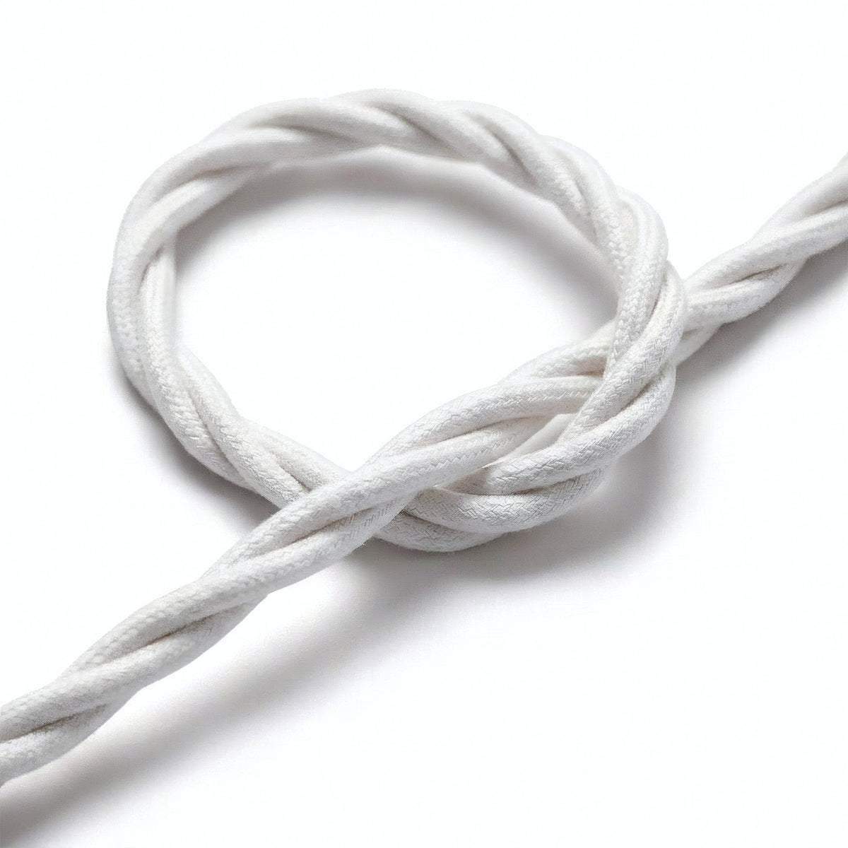 Pormenor do cabo têxtil entrançado, algodão branco ótico