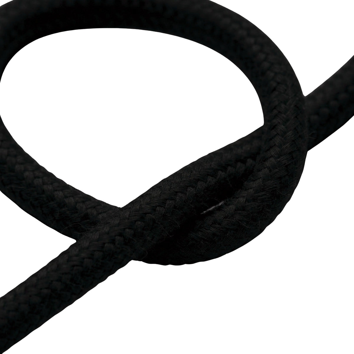 Pormenor do cabo têxtil liso, algodão preto carvão