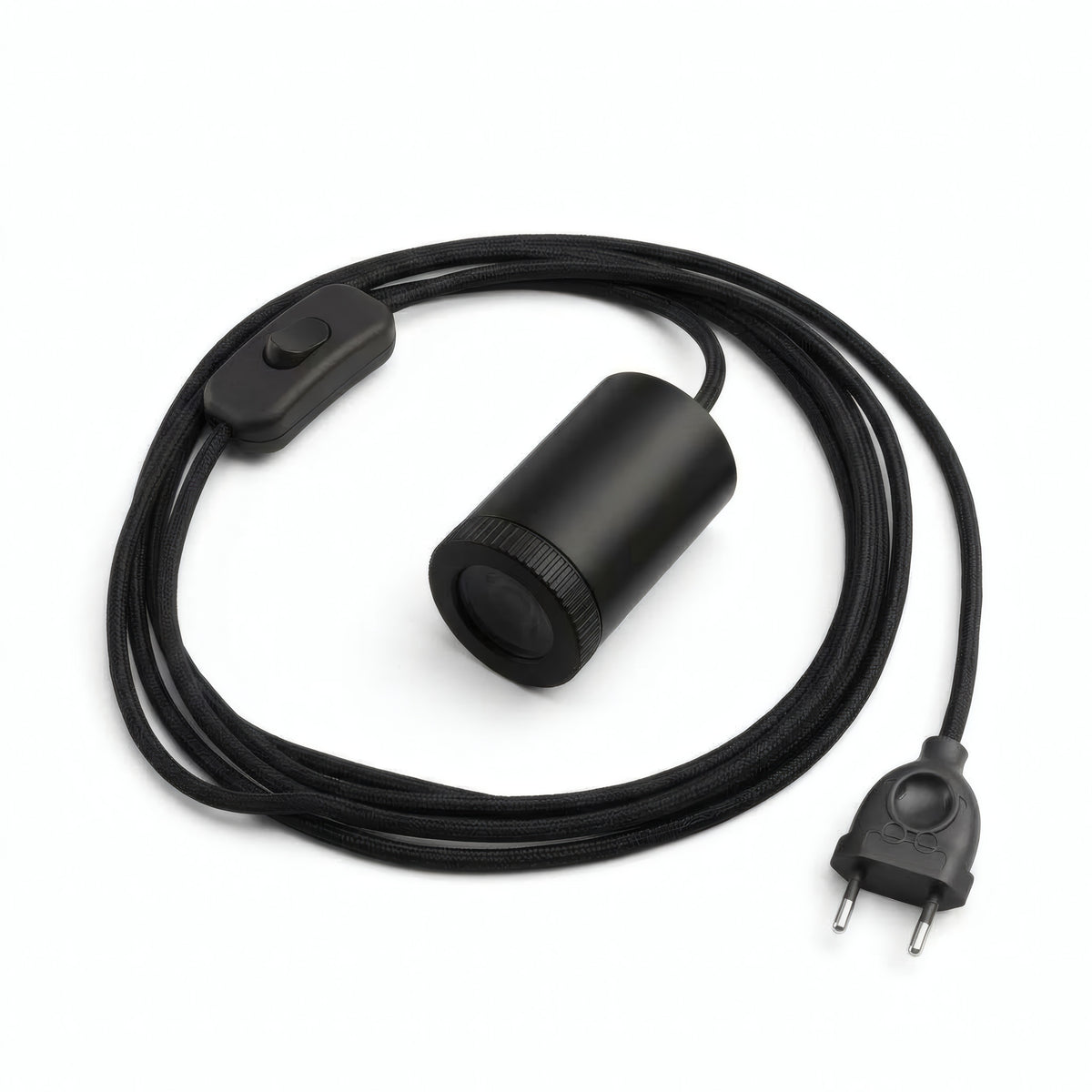 Mini foco GU10 com ficha, acabamento preto