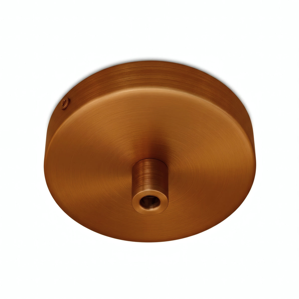 Mini florão cilíndrico em metal, Ø 83 mm — 1 furo central / Cilíndrico em metal / Cobre acetinado