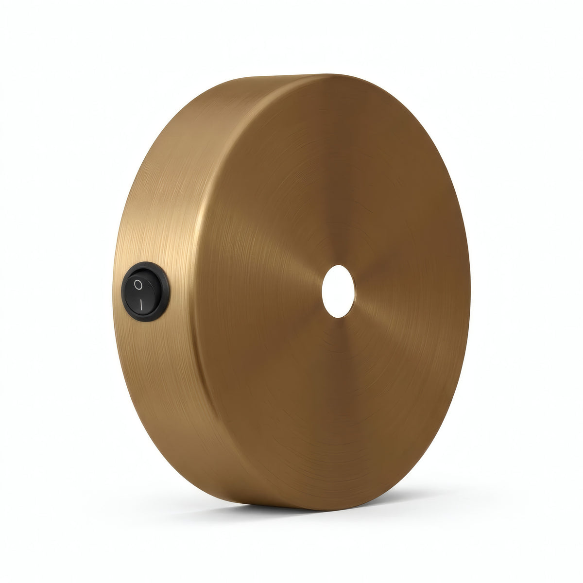 Mini florão cilíndrico em metal com interruptor, Ø 83 mm — Bronze acetinado