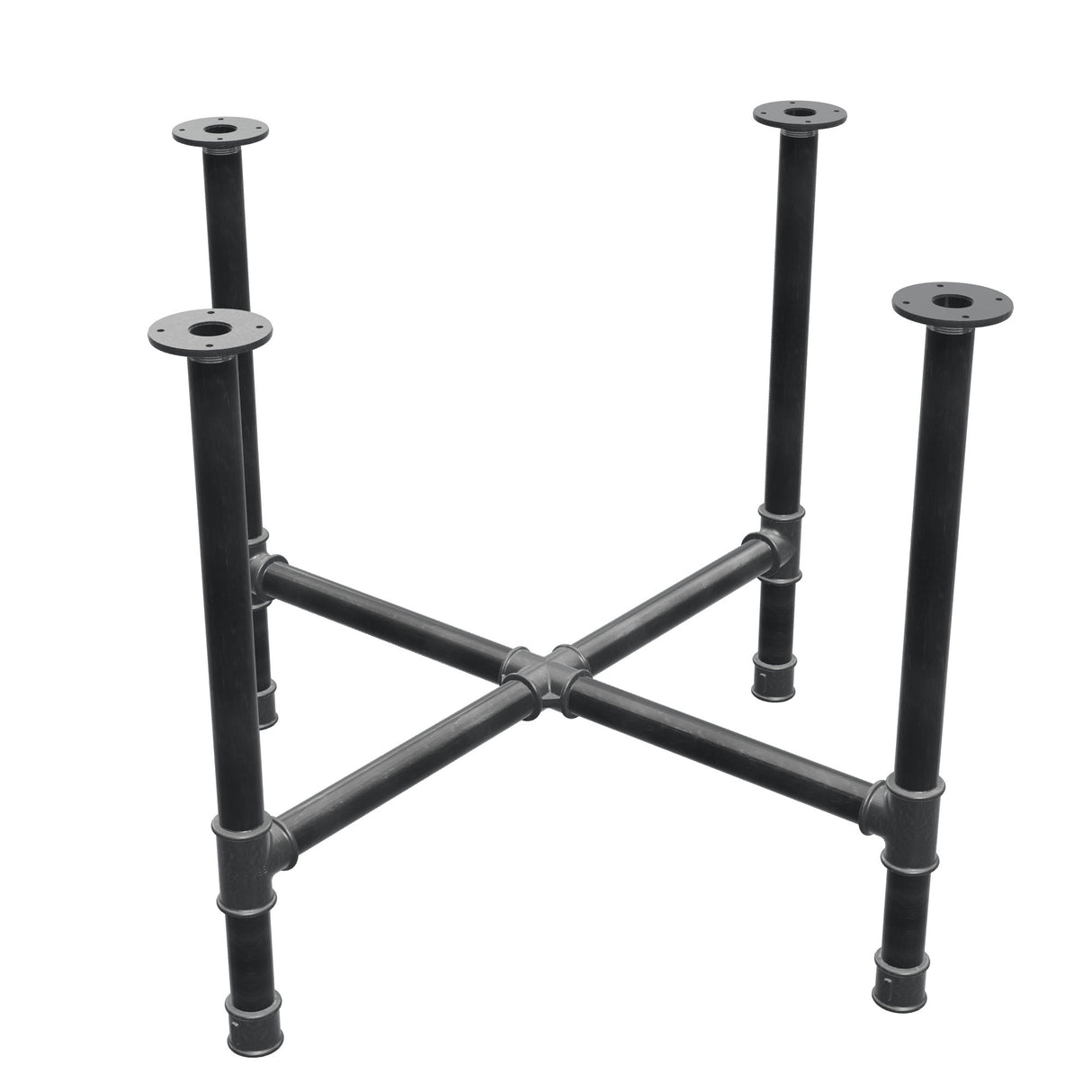 Base de mesa de jantar, pés em cruz, ferro fundido e aço Ø 42 mm, 101 × 101 cm, altura 74 cm