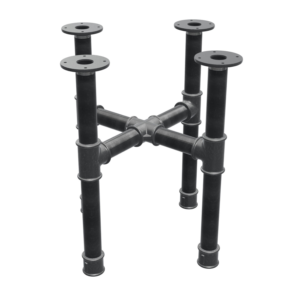 Base de mesa de centro, pés em cruz, ferro fundido e aço Ø 42 mm, 51 × 51 cm, altura 54 cm