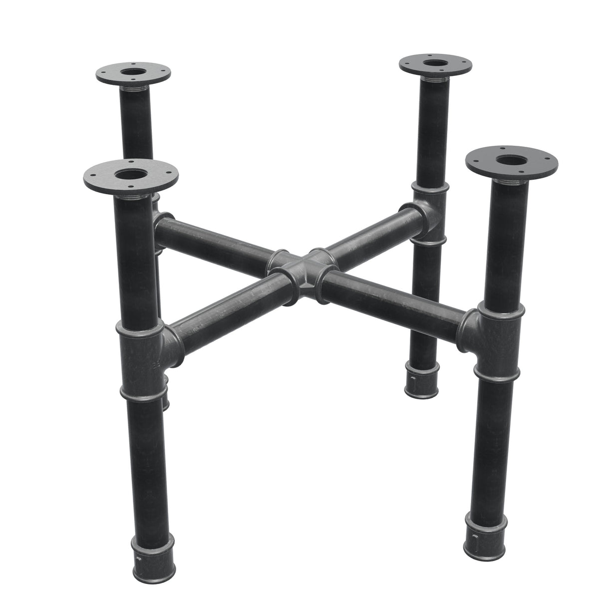 Base de mesa de centro, pés em cruz, ferro fundido e aço Ø 42 mm, 71 × 71 cm, altura 54 cm