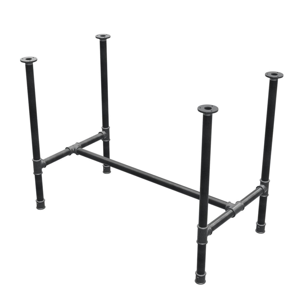 Base de mesa de jantar, estrutura em H, ferro fundido e aço Ø 34 mm, 102 × 56 cm, altura 75 cm