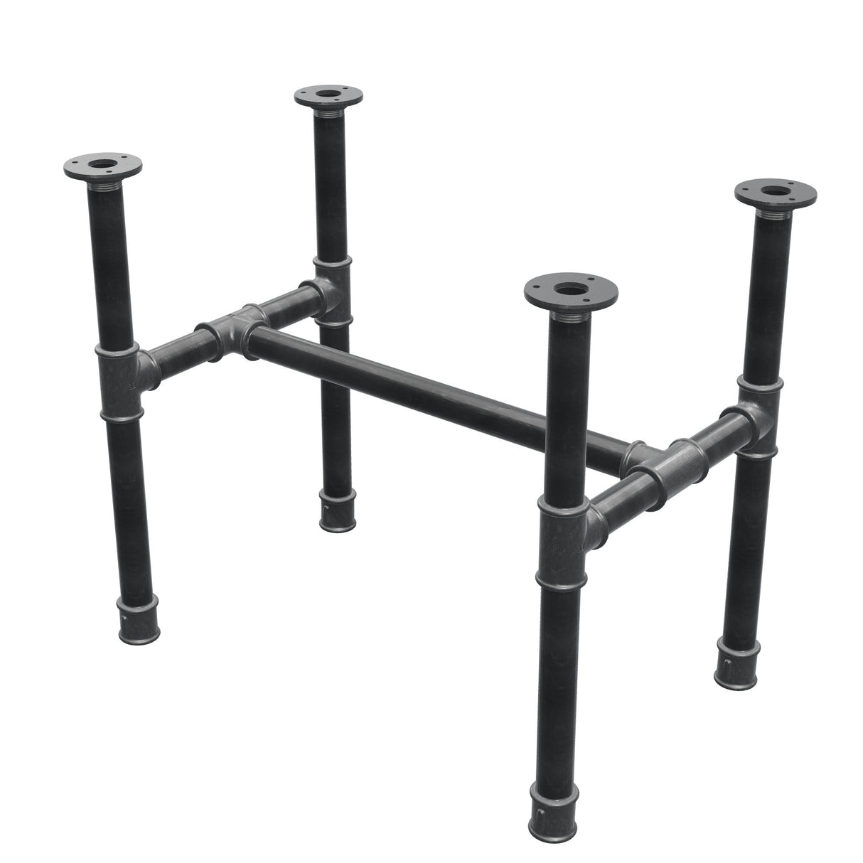 Base de mesa de centro, estrutura em H, ferro fundido e aço Ø 34 mm, 62 × 40 cm, altura 52 cm