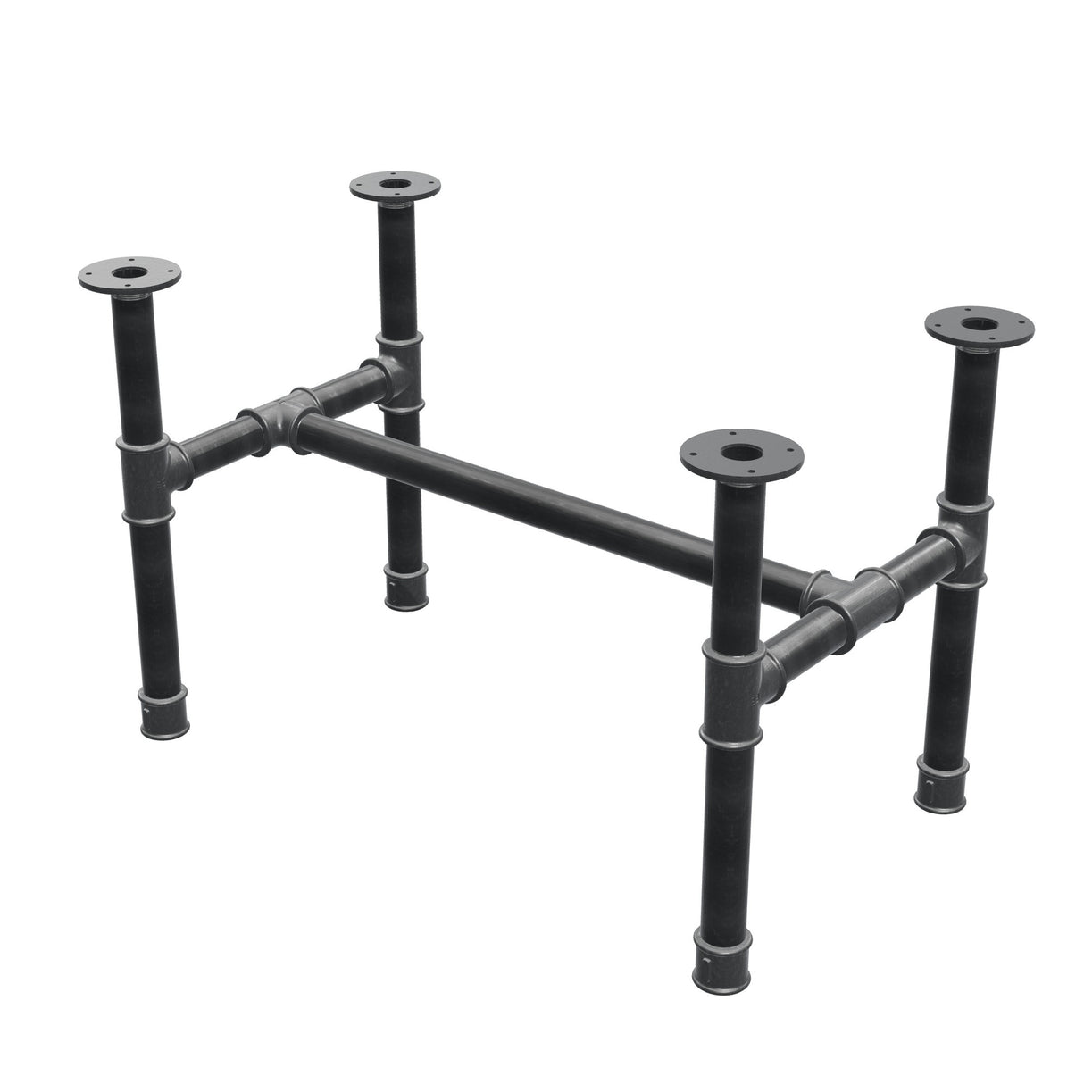 Base de mesa de centro, estrutura em H, ferro fundido e aço Ø 42 mm, 86 × 51 cm, altura 54 cm