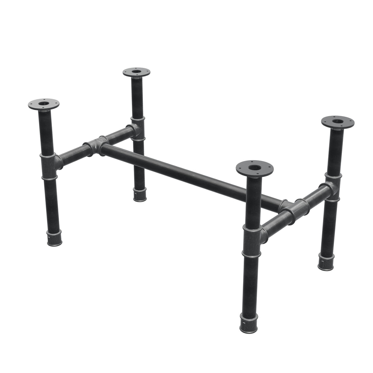 Base de mesa de centro, estrutura em H, ferro fundido e aço Ø 42 mm, 96 × 57 cm, altura 54 cm