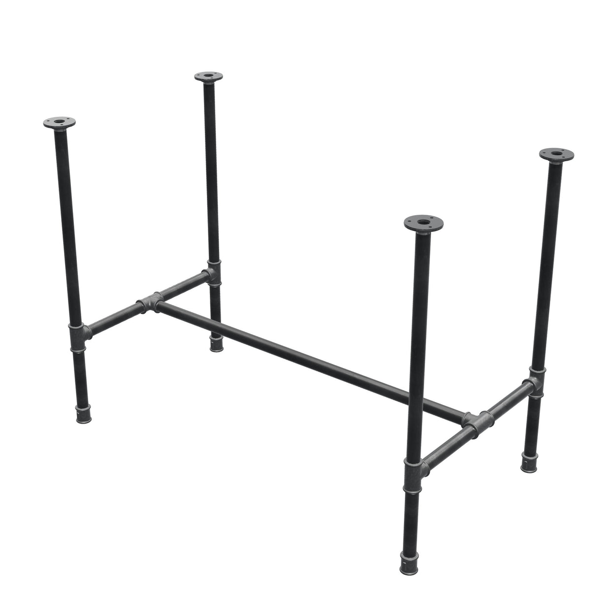 Base de mesa de jantar, estrutura em H, ferro fundido e aço Ø 27 mm, 101 × 55 cm, altura 74 cm