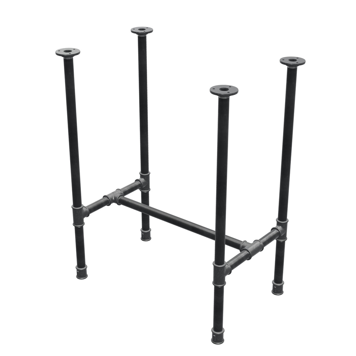 Base de mesa de jantar, estrutura em H, ferro fundido e aço Ø 27 mm, 61 × 39 cm, altura 74 cm