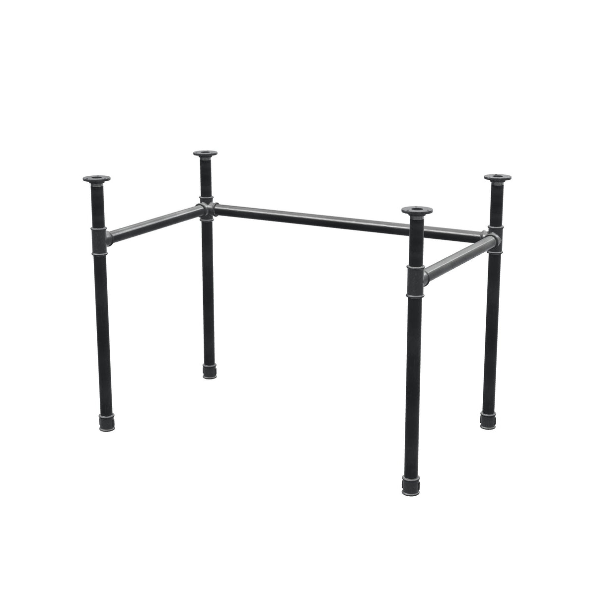 Base de secretária, estrutura em U, ferro fundido e aço Ø 34 mm, 102 × 62 cm, altura 72 cm