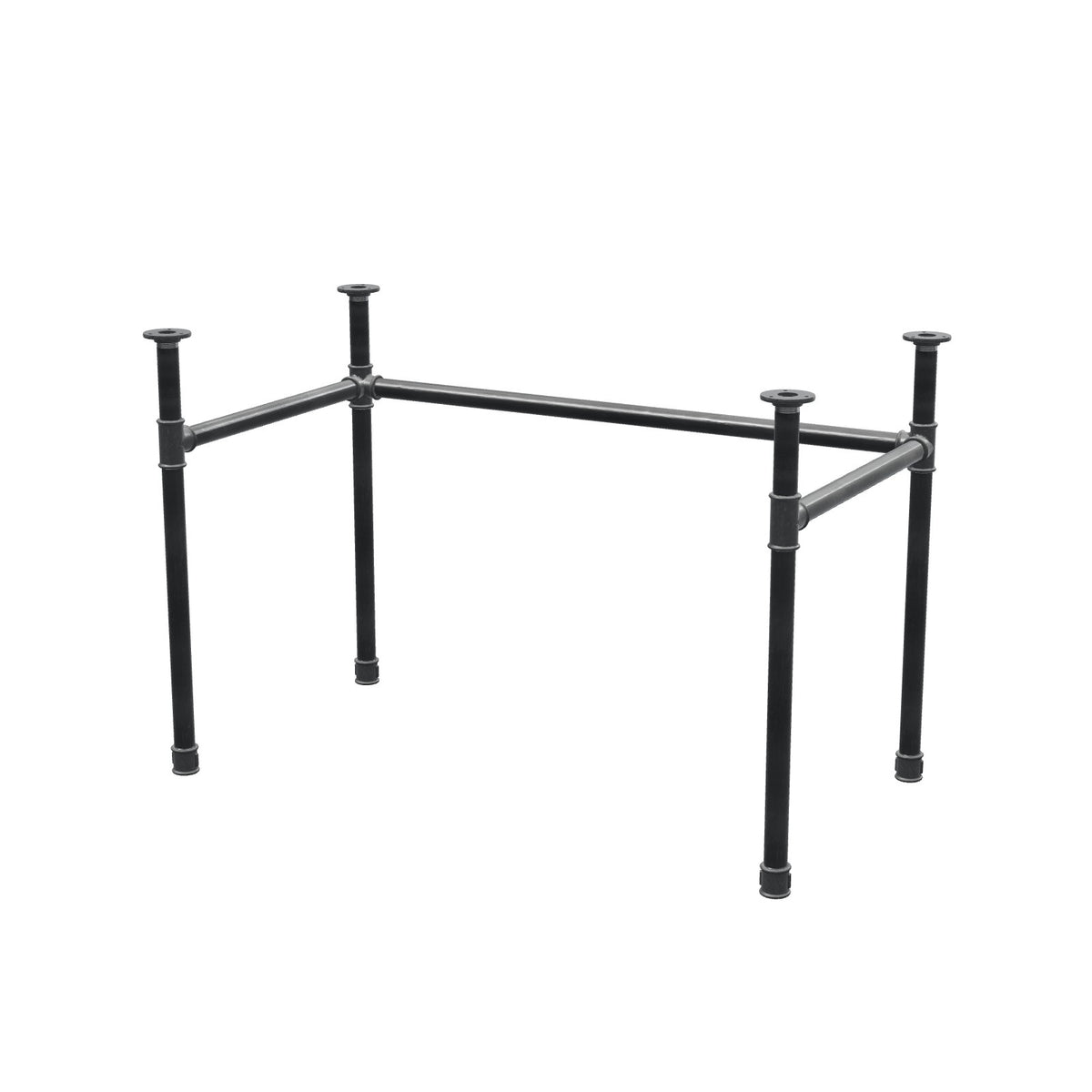 Base de secretária, estrutura em U, ferro fundido e aço Ø 34 mm, 112 × 62 cm, altura 72 cm