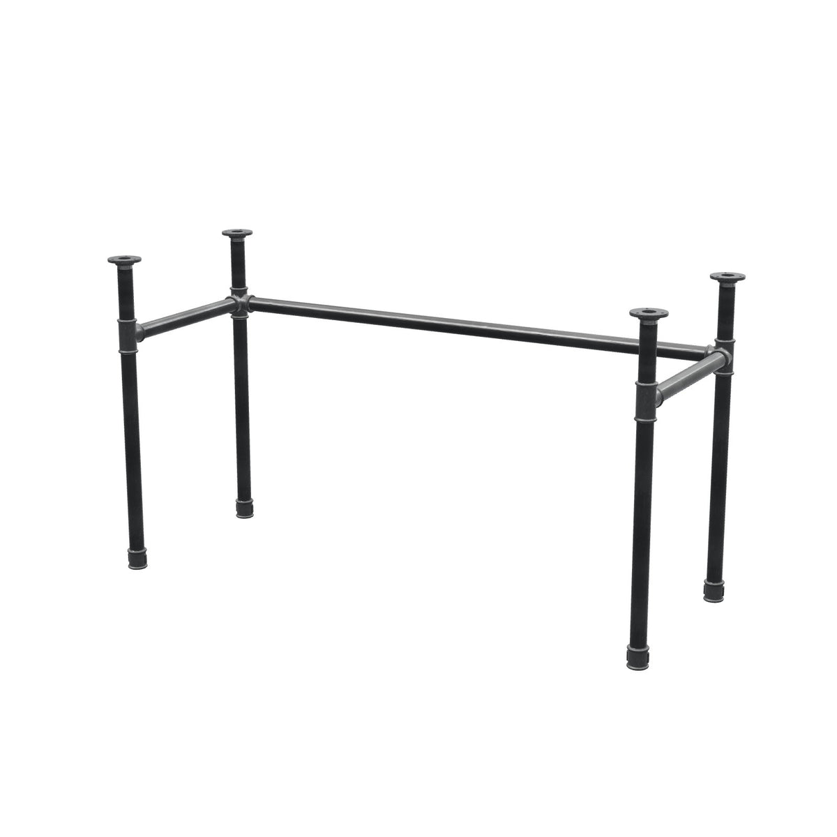 Base de secretária, estrutura em U, ferro fundido e aço Ø 34 mm, 132 × 52 cm, altura 72 cm