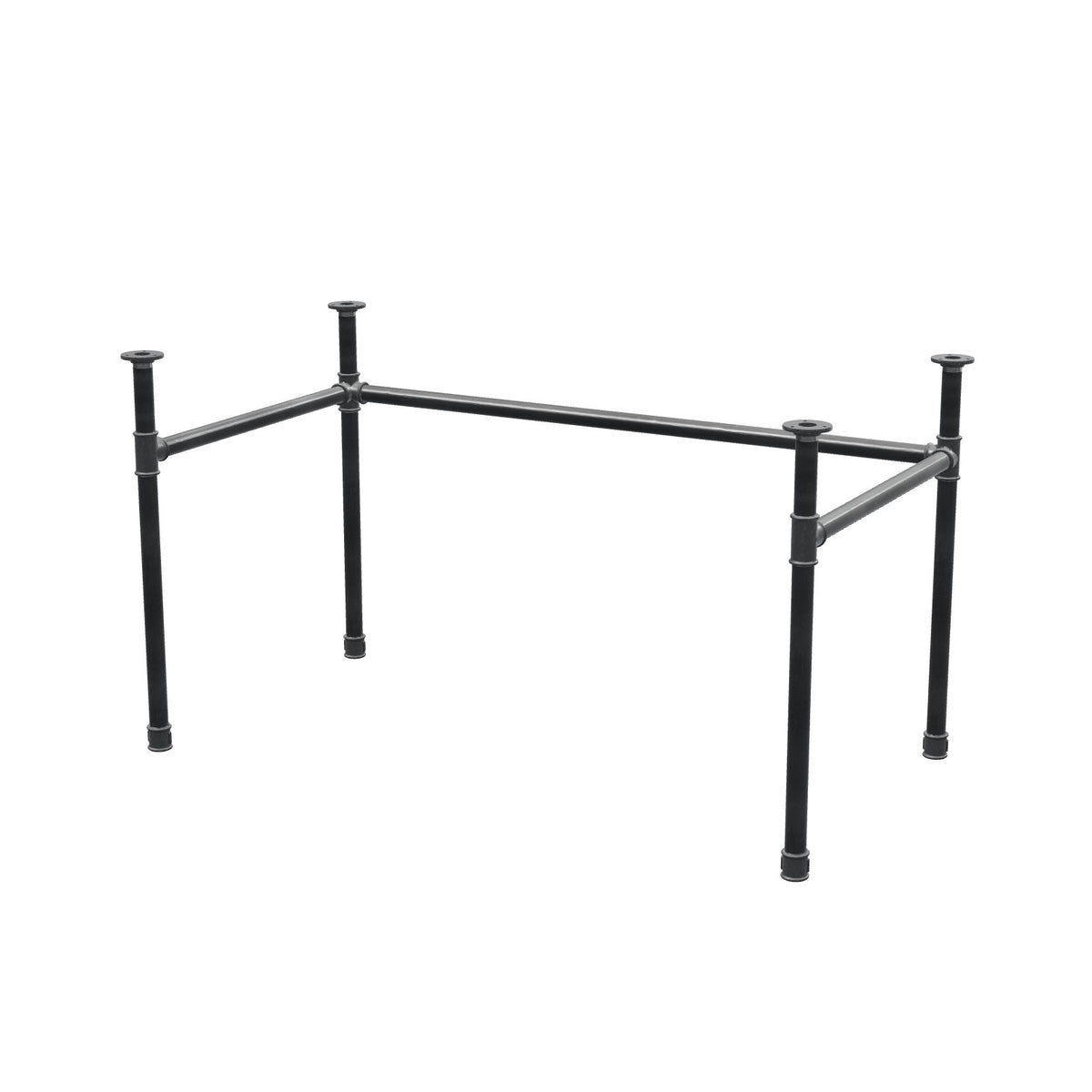 Base de secretária, estrutura em U, ferro fundido e aço Ø 34 mm, 132 × 72 cm, altura 72 cm