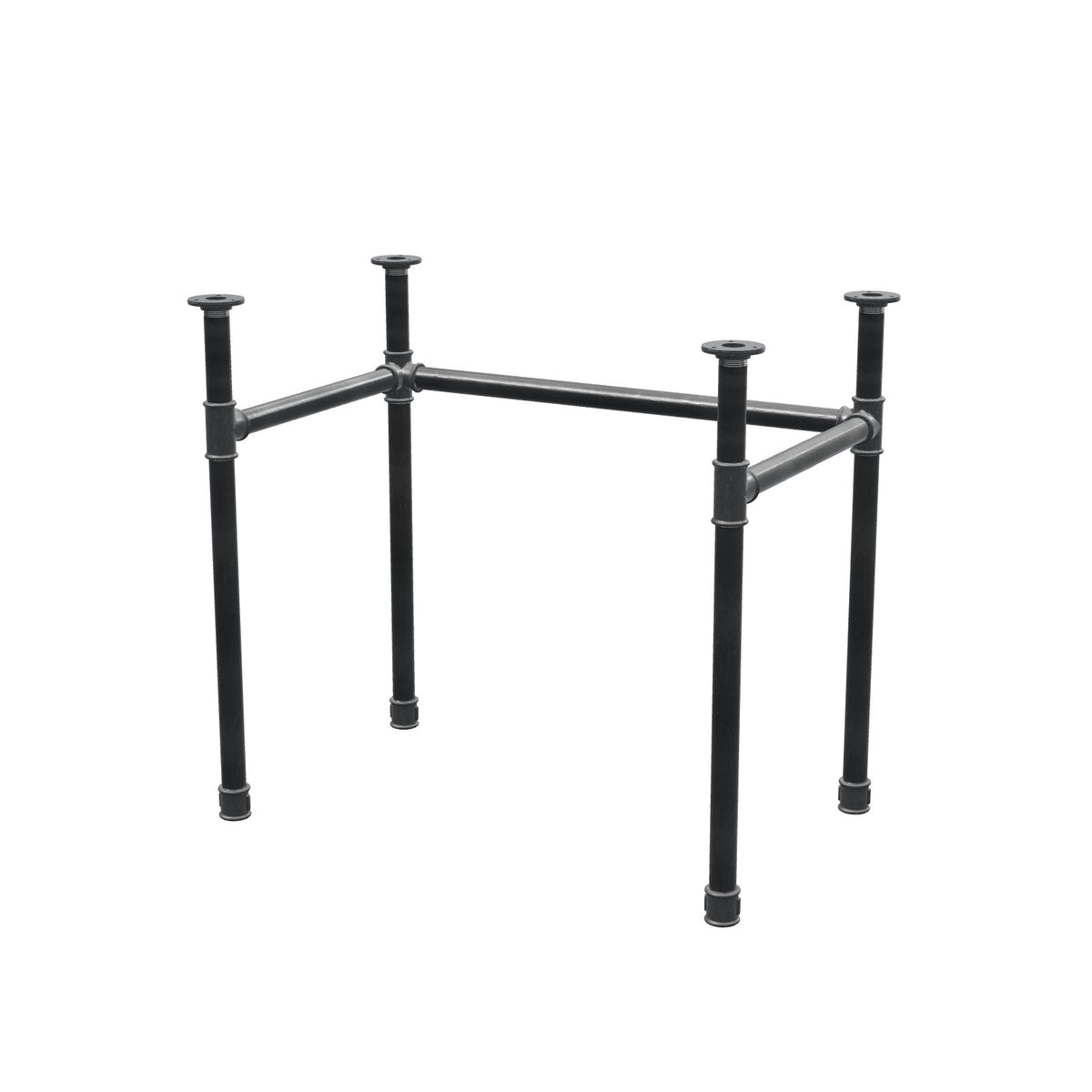 Base de secretária, estrutura em U, ferro fundido e aço Ø 34 mm, 82 × 52 cm, altura 72 cm