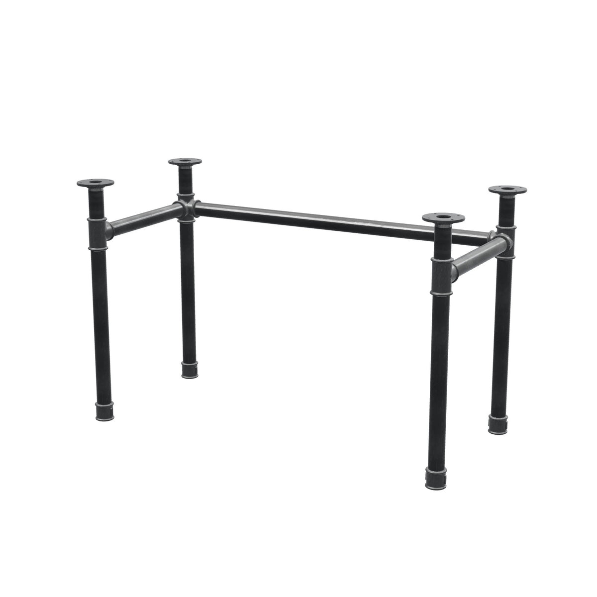 Base de secretária, estrutura em U, ferro fundido e aço Ø 42 mm, 116 × 56 cm, altura 70 cm