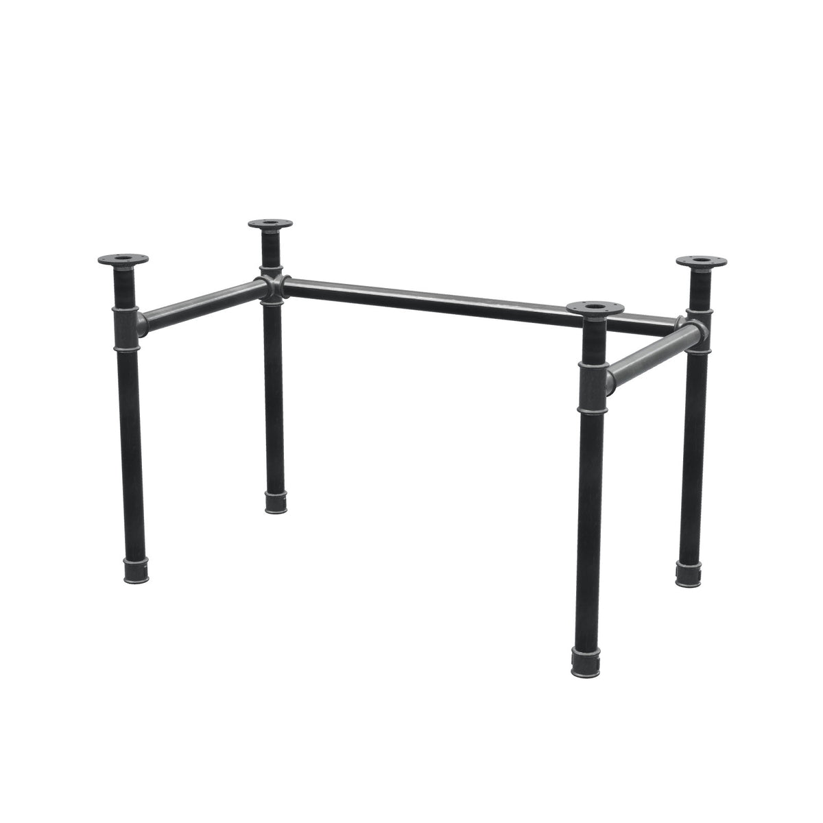 Base de secretária, estrutura em U, ferro fundido e aço Ø 42 mm, 116 × 66 cm, altura 70 cm
