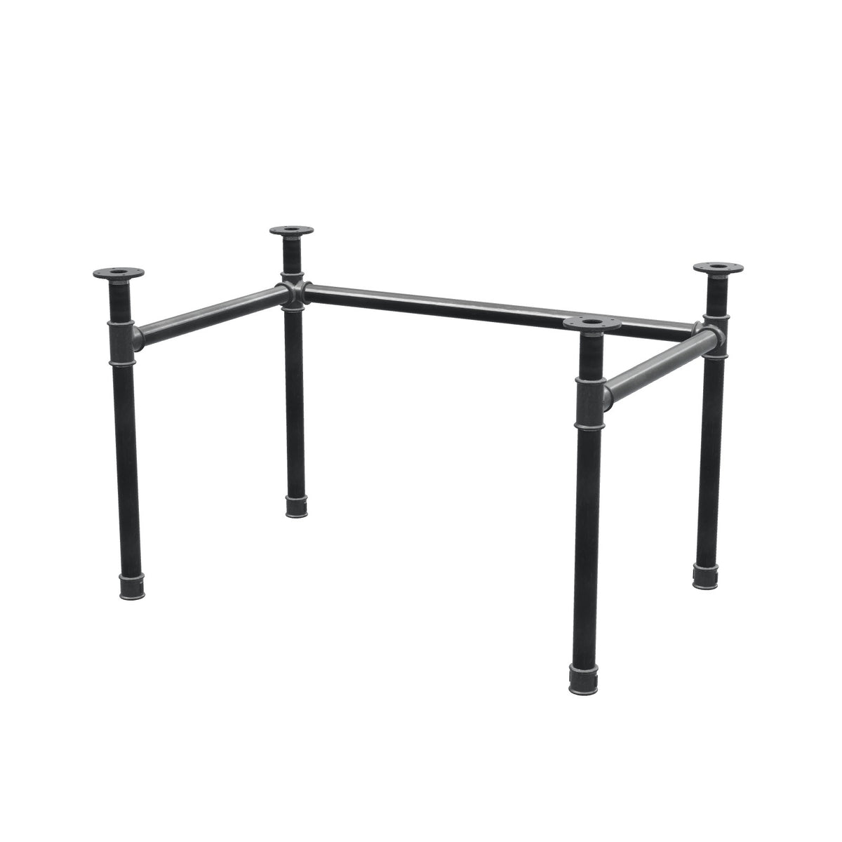 Base de secretária, estrutura em U, ferro fundido e aço Ø 42 mm, 116 × 76 cm, altura 70 cm