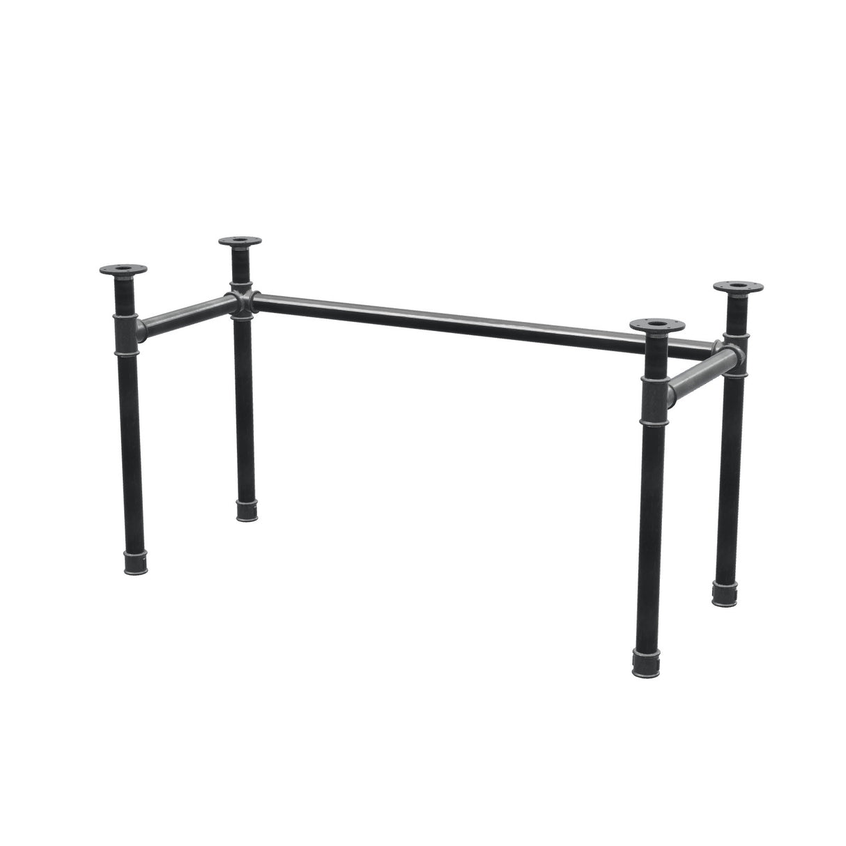 Base de secretária, estrutura em U, ferro fundido e aço Ø 42 mm, 136 × 56 cm, altura 70 cm