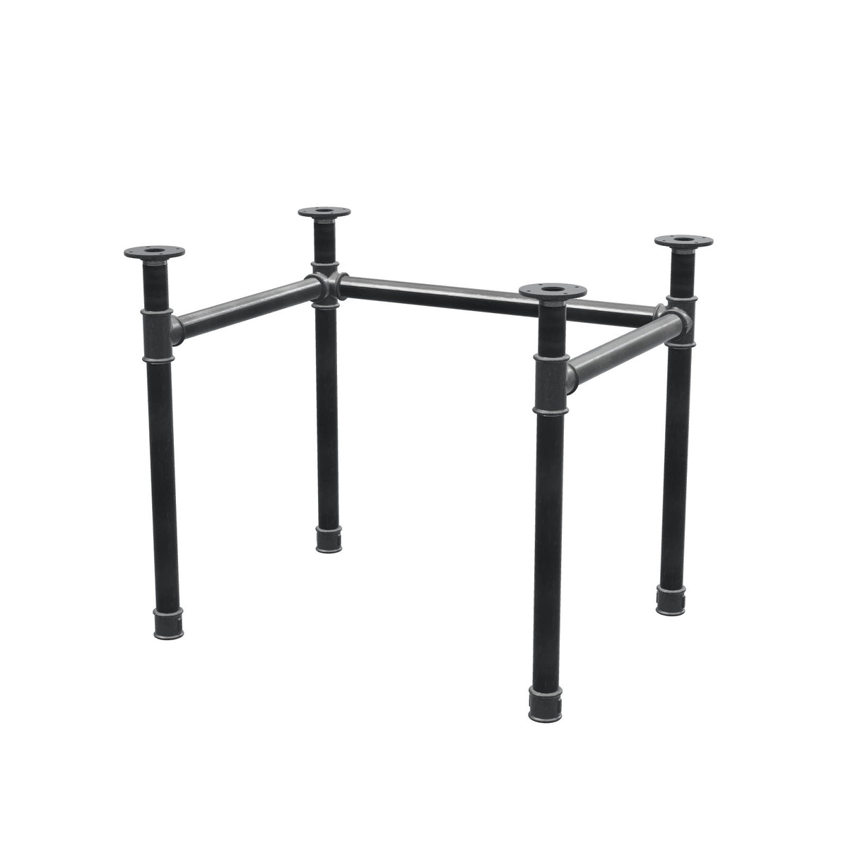 Base de secretária, estrutura em U, ferro fundido e aço Ø 42 mm, 86 × 66 cm, altura 70 cm