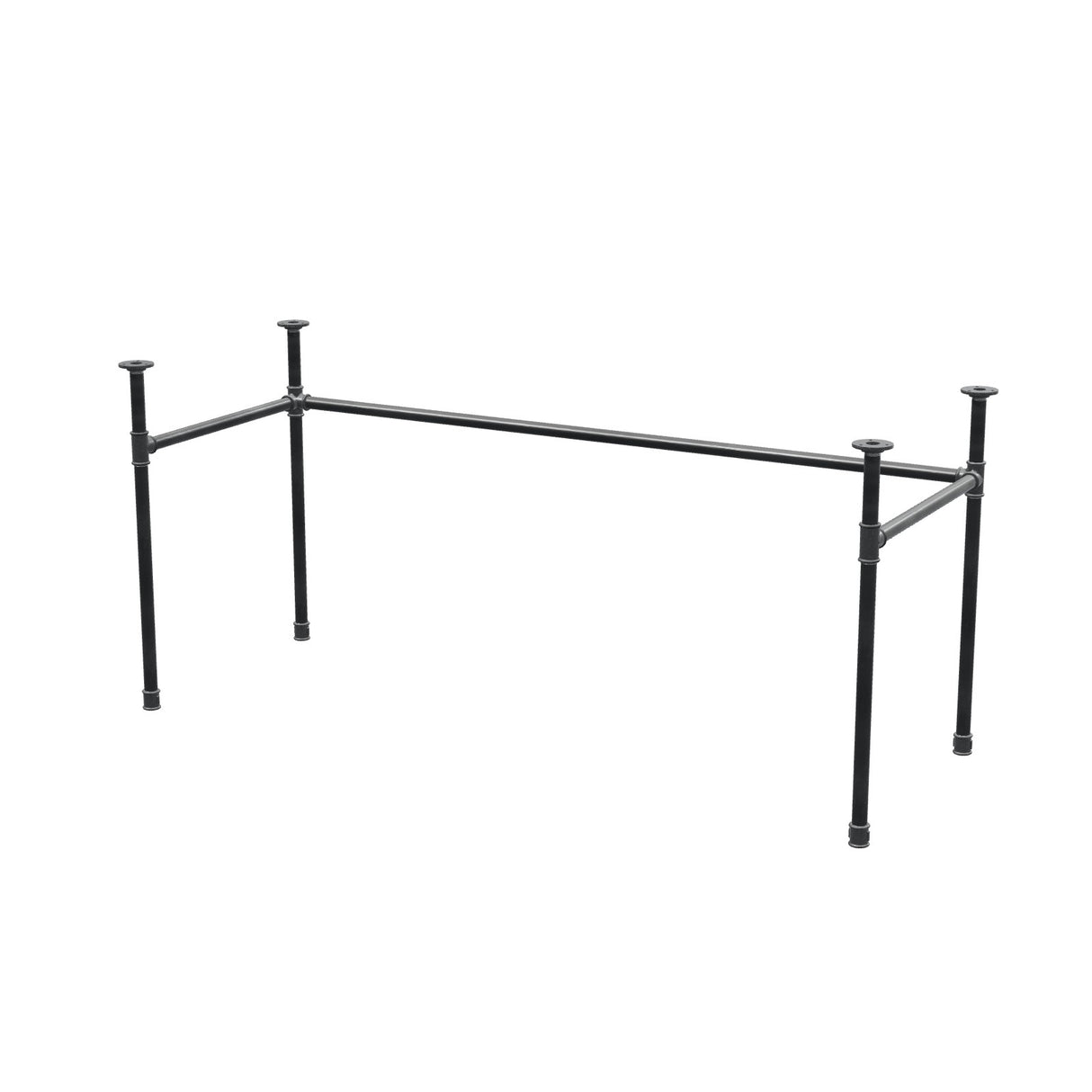 Base de secretária, estrutura em U, ferro fundido e aço Ø 27 mm, 161 × 61 cm, altura 71 cm
