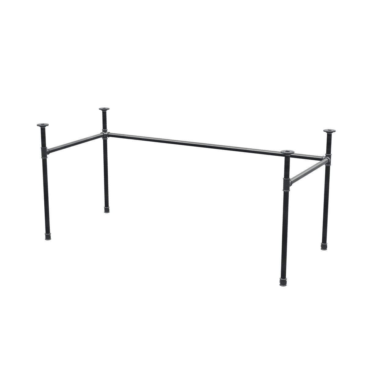 Base de secretária, estrutura em U, ferro fundido e aço Ø 27 mm, 161 × 71 cm, altura 71 cm