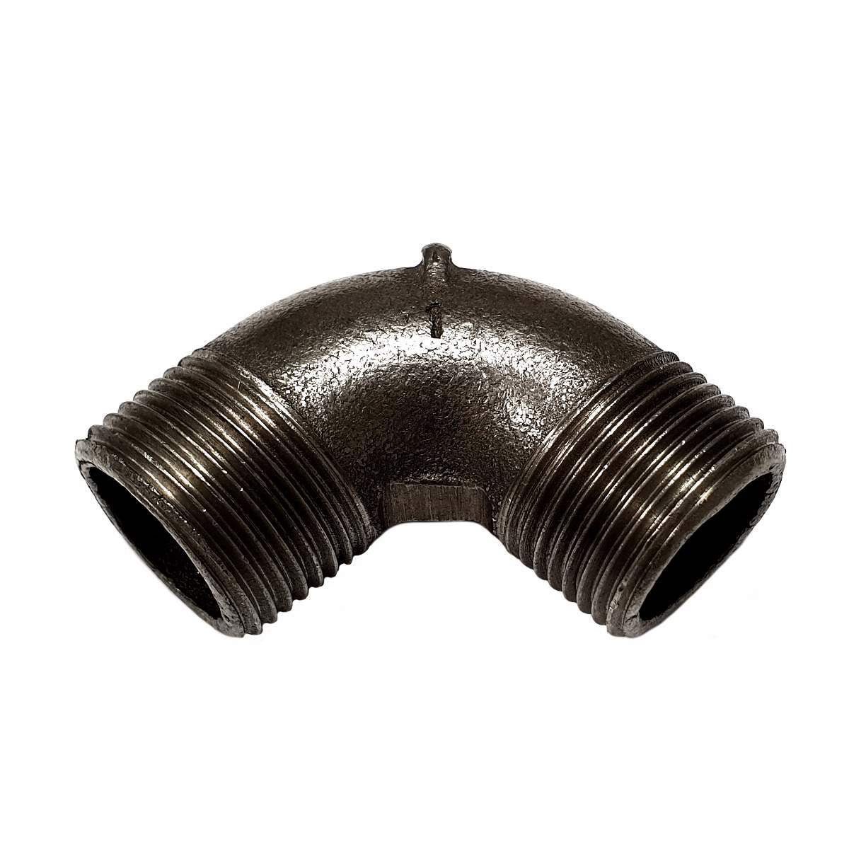 Conexão em cotovelo de 90° em ferro fundido preto macho/macho