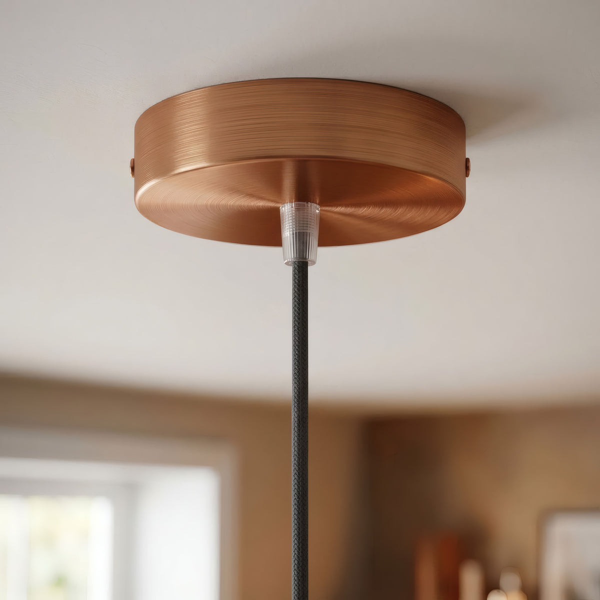 Florão cilíndrico em metal, Ø 120 mm — Cónico em termoplástico / Cobre acetinado
