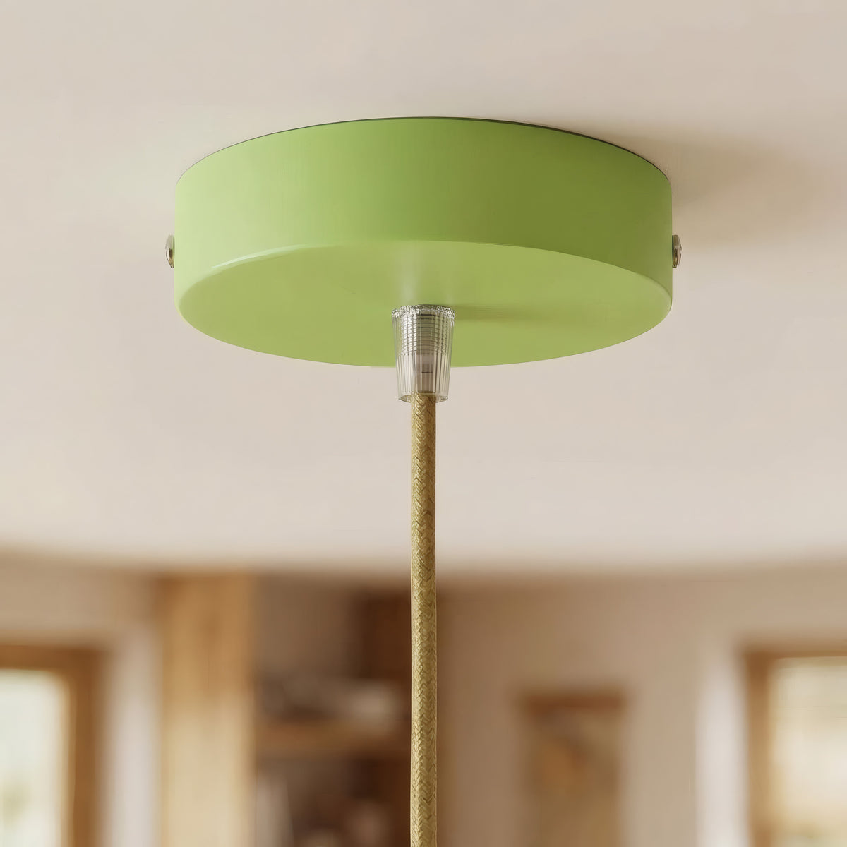 Florão cilíndrico em metal, Ø 120 mm — Cónico em termoplástico / Verde relva