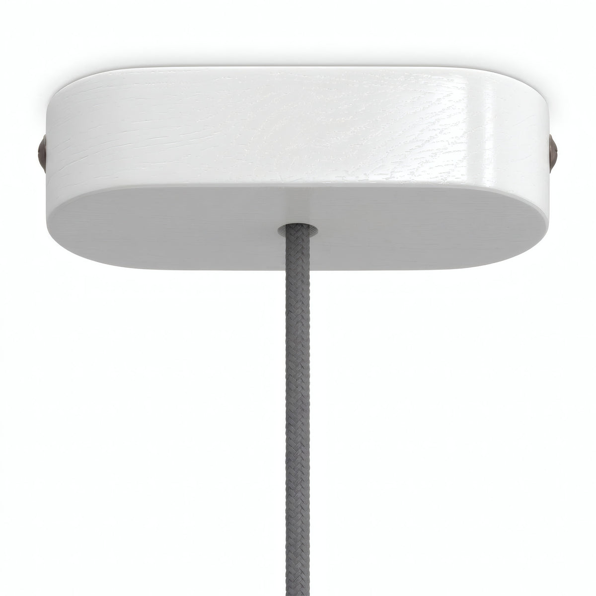 Florão oval em madeira, 120 × 51 mm — Branco