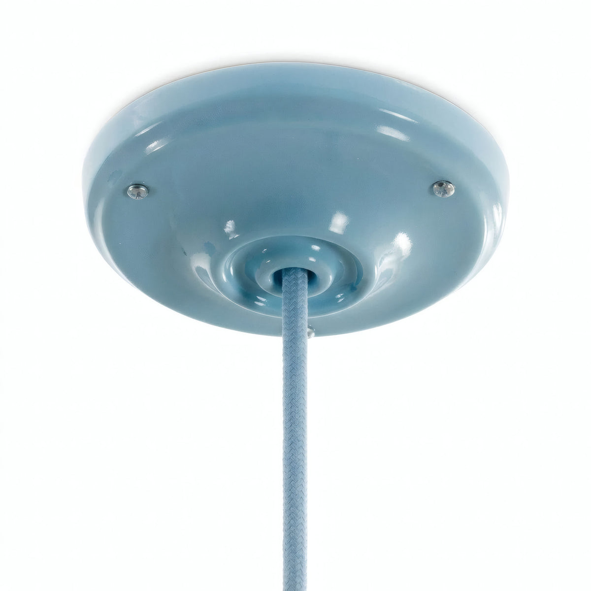 Florão em porcelana com kit de fixação, Ø 105 mm — Azul-celeste