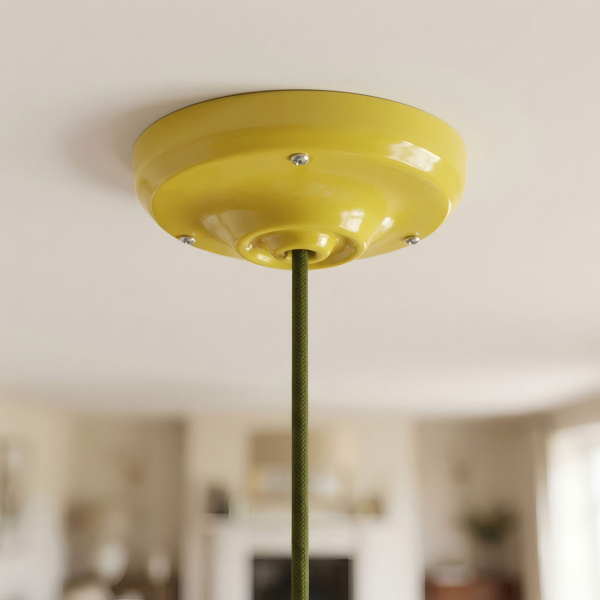 Florão em porcelana com kit de fixação, Ø 105 mm — Amarelo