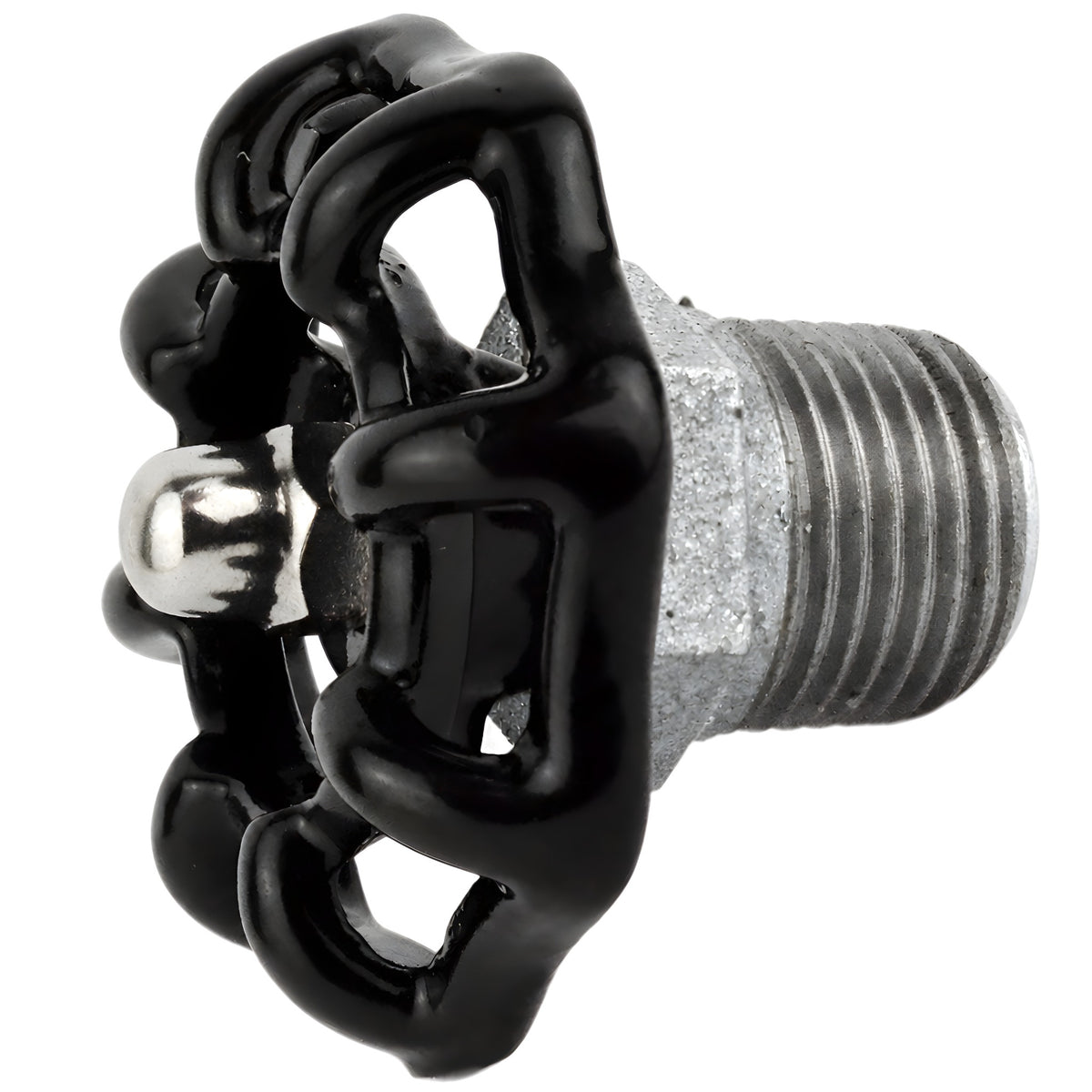 Volante preto de 52 mm em meio mamilo, 1/2'' com porca de aço inoxidável, acessório em ferro fundido galvanizado