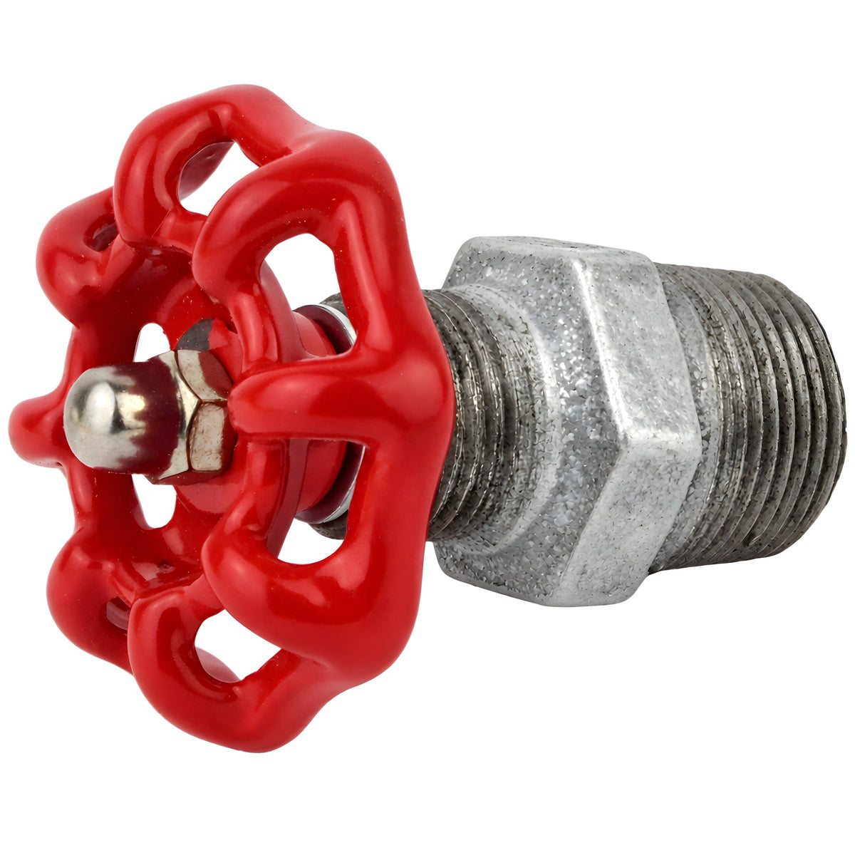Volante vermelho de 52 mm em mamilo, porca de aço inoxidável, acessório em ferro fundido galvanizado