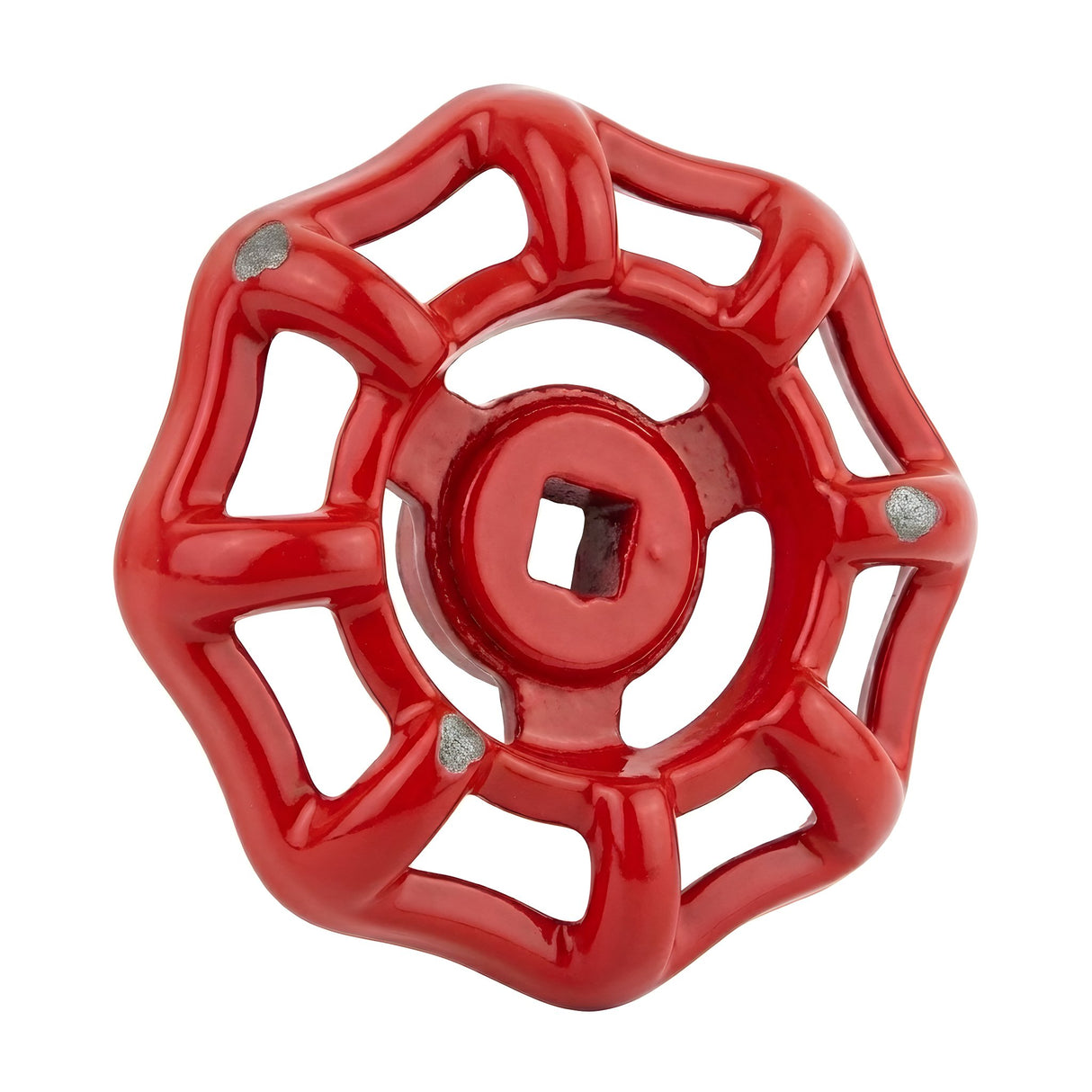 Volant rouge en fonte 52 mm second choix, éclats de peinture laissant voir la fonte