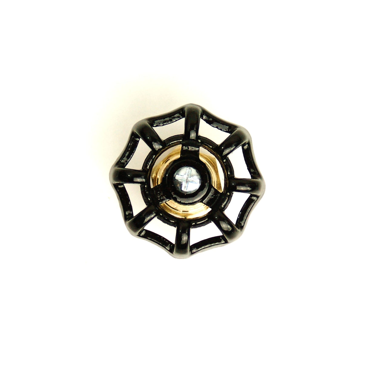 Puxador de porta com volante preto de válvula em latão estilo steampunk