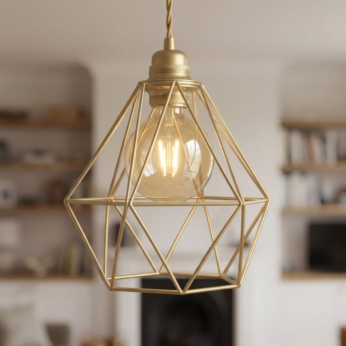 Quebra-luz gaiola diamante em metal para casquilho E27
