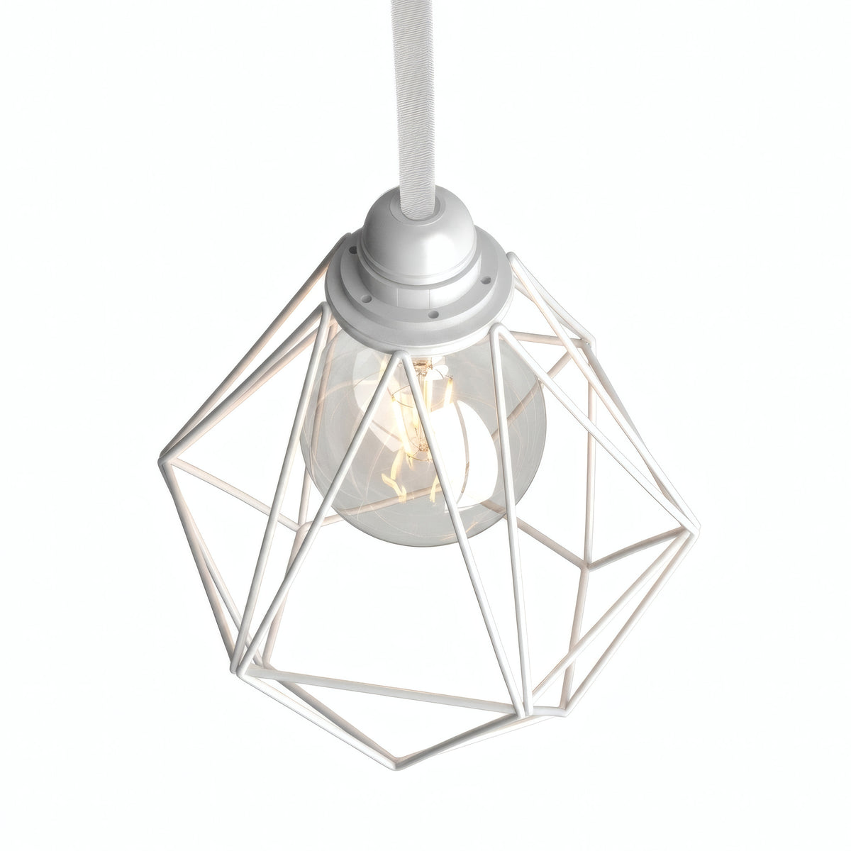 Quebra-luz gaiola diamante em metal para casquilho E27 — Branco