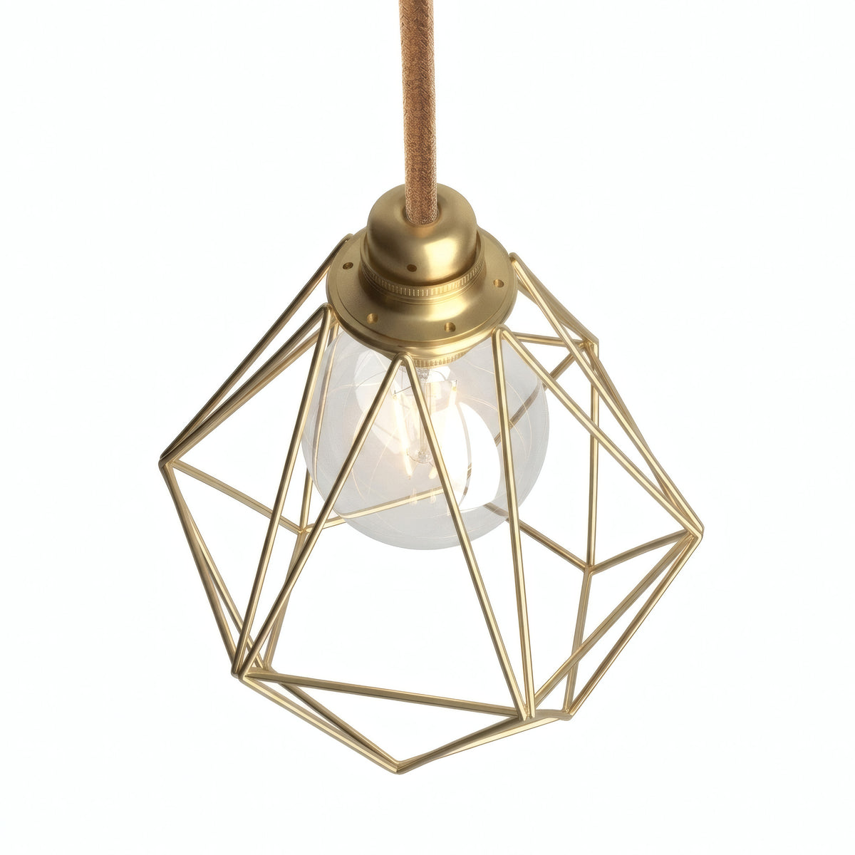 Quebra-luz gaiola diamante em metal para casquilho E27 — Latão