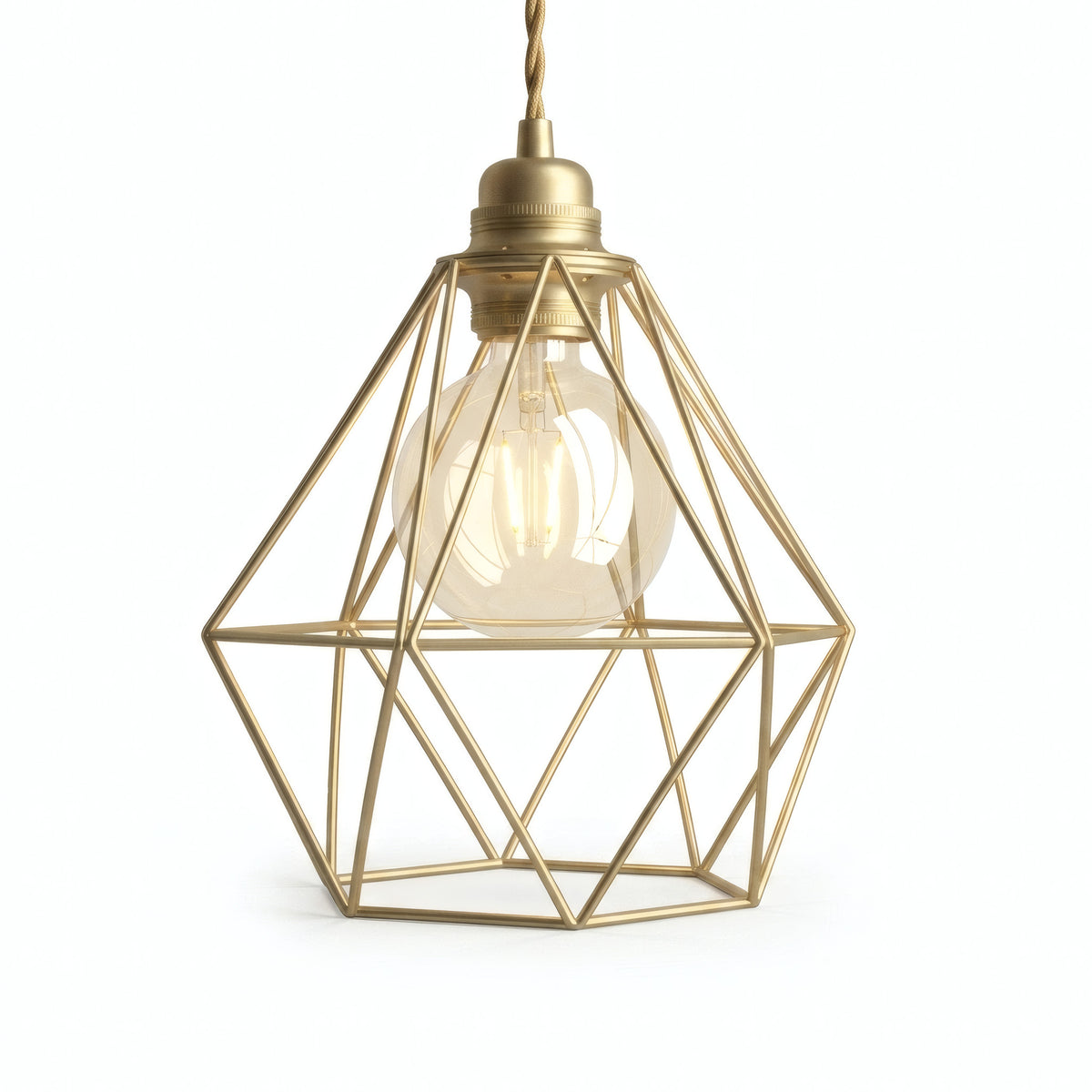 Quebra-luz gaiola diamante em metal para casquilho E27 — Latão