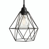 Quebra-luz gaiola diamante em metal para casquilho E27 — Preto