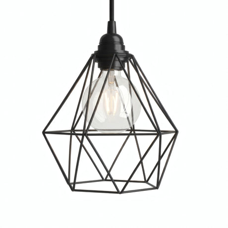 Quebra-luz gaiola diamante em metal para casquilho E27 — Preto